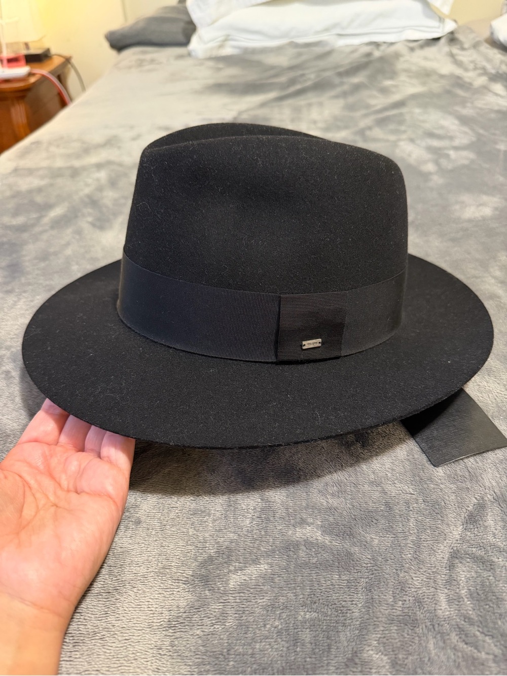 NWT Saint Laurent Logo Plaque Fedora Hat Size 57